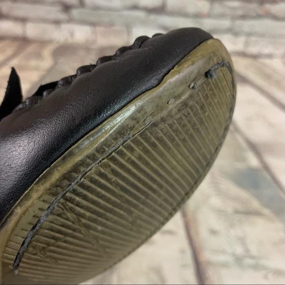 Vintage Brazilian Made Bon-Bons Black Leather Wing Tip Wedges Shoes Size 8 - Picture 14 of 15